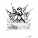 demon and angel fighting tattoo design idea