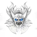 demon and angel fighting tattoo design idea