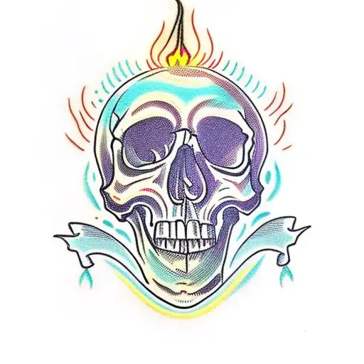 skull with melting candles  tattoo design idea