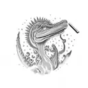 dino smoking cigare tattoo design idea