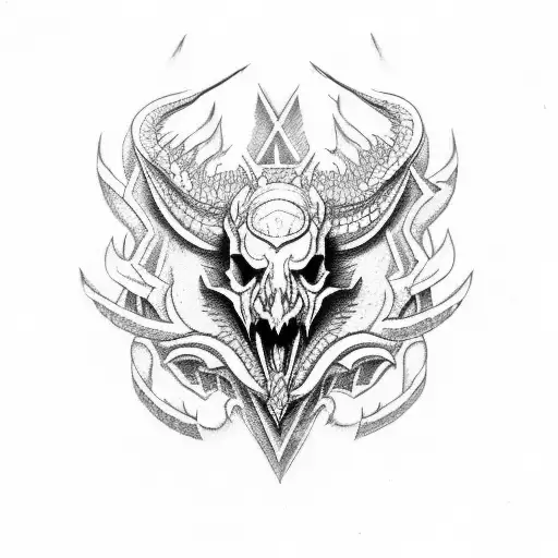 anvil skull dragon  tattoo design idea