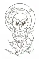 Path of life with an owl, a brothership and a full moon tattoo design idea
