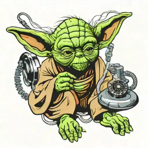 yoda on the phone tattoo design idea