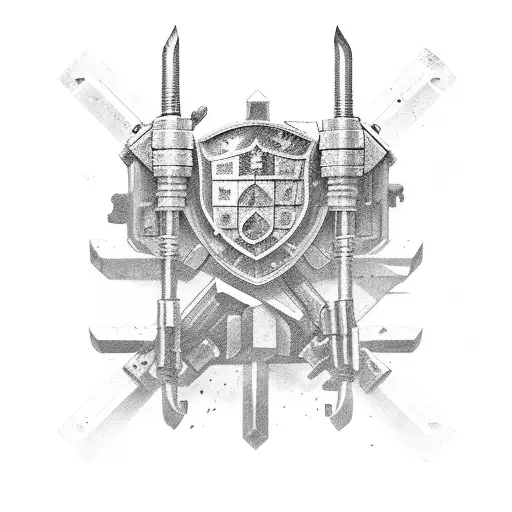Combat engineer tools and equipment tattoo design idea