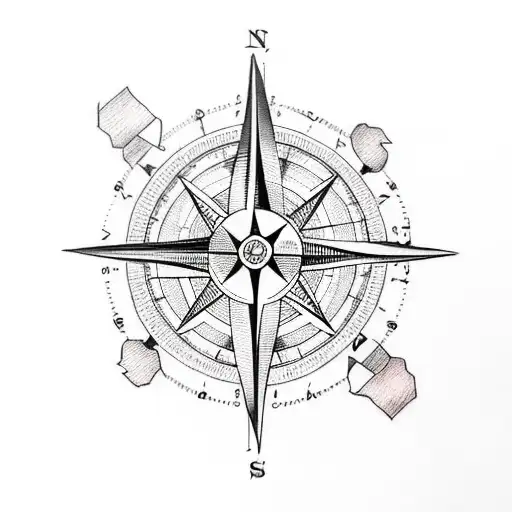 A minimalist tattoo of a compass with the coordinates of Ghent and Antwerp tattoo design idea