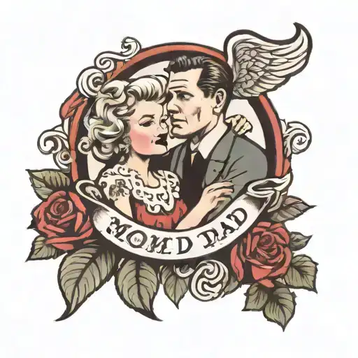 MOM AND DAD tattoo design idea