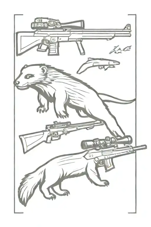 honey badger with sniper rifle   tattoo design idea