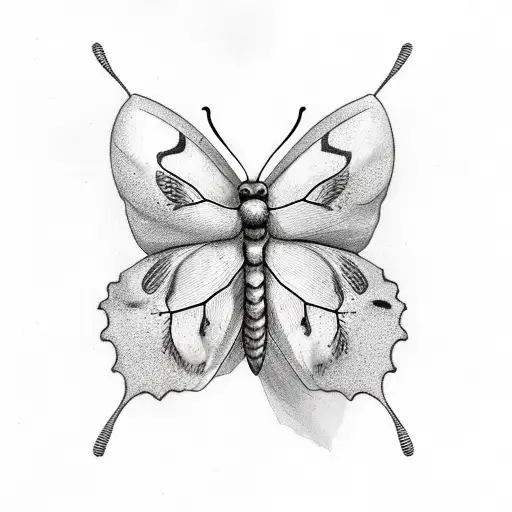 Butterfly and moth combined with semi colon as a body tattoo design idea