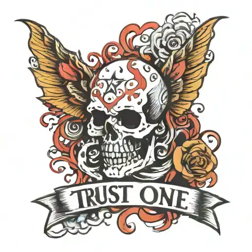 trust no one hand tattoo design idea