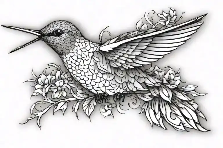 Hummingbird tattoo design idea