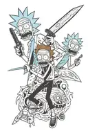 knife and rick y morty tattoo design idea