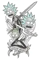 knife and rick y morty tattoo design idea