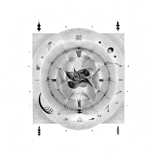 astrological fine line  tattoo design idea