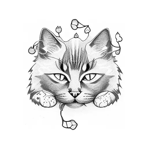 paw print and cat and dog and woods tattoo design idea