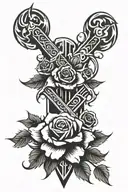sword and roses tattoo design idea