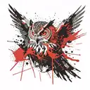 red frame eagle owl tattoo design idea