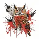 red frame eagle owl tattoo design idea