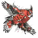 red frame eagle owl tattoo design idea