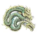 horse and dragon and snake intertwined tattoo design idea