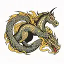 horse and dragon and snake intertwined tattoo design idea