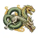 horse and dragon and snake intertwined tattoo design idea