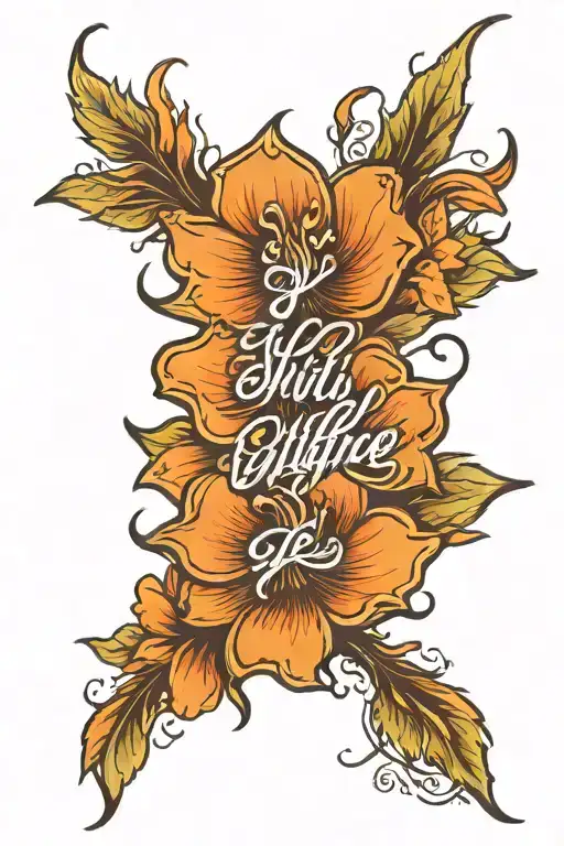 cursive writing "wildfire" with a flower blooming tattoo design idea