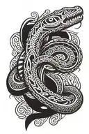 Rainbow serpent coiled tattoo design idea