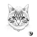 cat moon and eye tattoo design idea