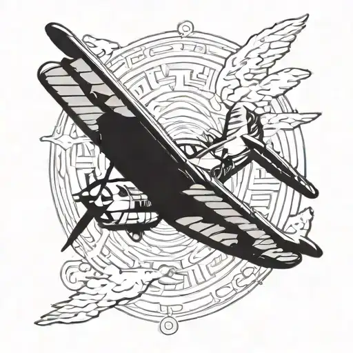 p-38 lightning that fades into a red tail hawk tattoo design idea