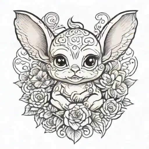 baby petrie from land bend time tattoo design idea