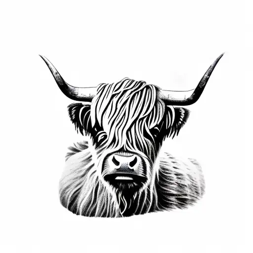 highland cow tattoo design idea