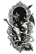 Icarus falling, Hercules fighting Cerberus, Theseus and the Minotaur, Orpheus in the underworld. tattoo design idea