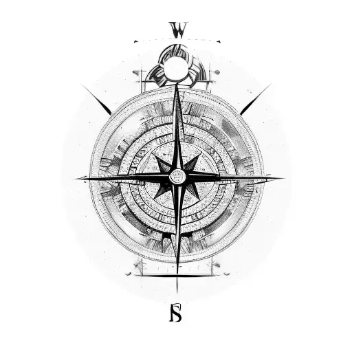 broken compass tattoo design idea