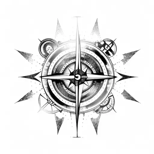 broken compass tattoo design idea