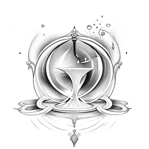 hourglass with scroll tattoo design idea