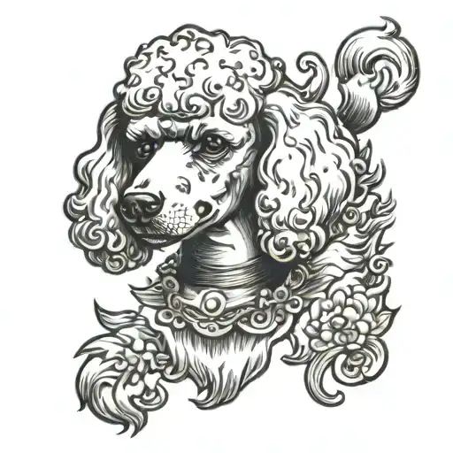 white poodle tattoo design idea