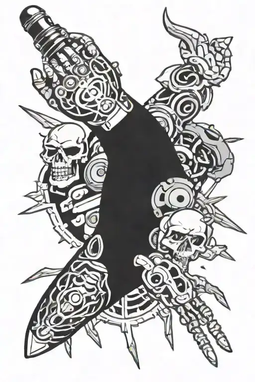 bionic arm sleeve tattoo design idea