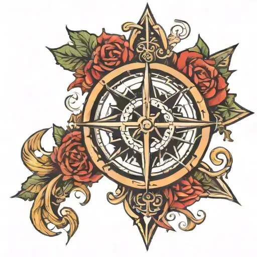 Viking compass rose tattoo design idea