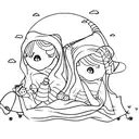 two little girls under blanket with flashlight tattoo design idea