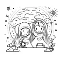 two little girls under blanket with flashlight tattoo design idea