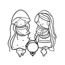 two little girls under blanket with flashlight tattoo design idea