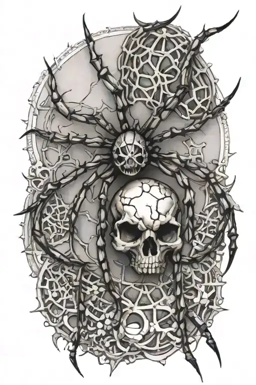 spider with skull abdomen tattoo design idea