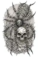spider with skull abdomen tattoo design idea
