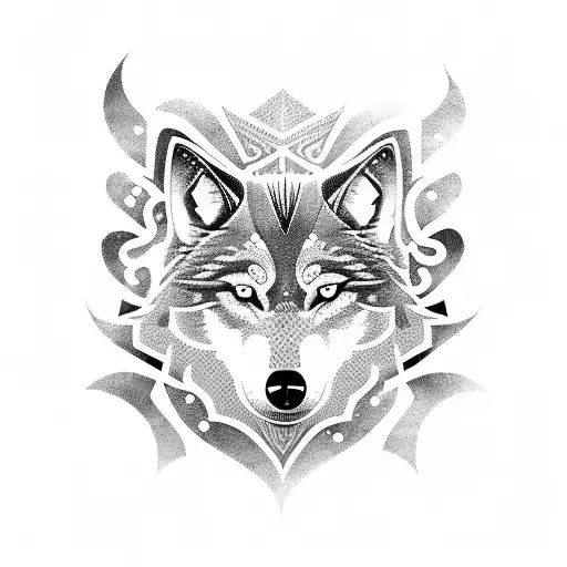 nordic wolf and serpant tattoo design idea
