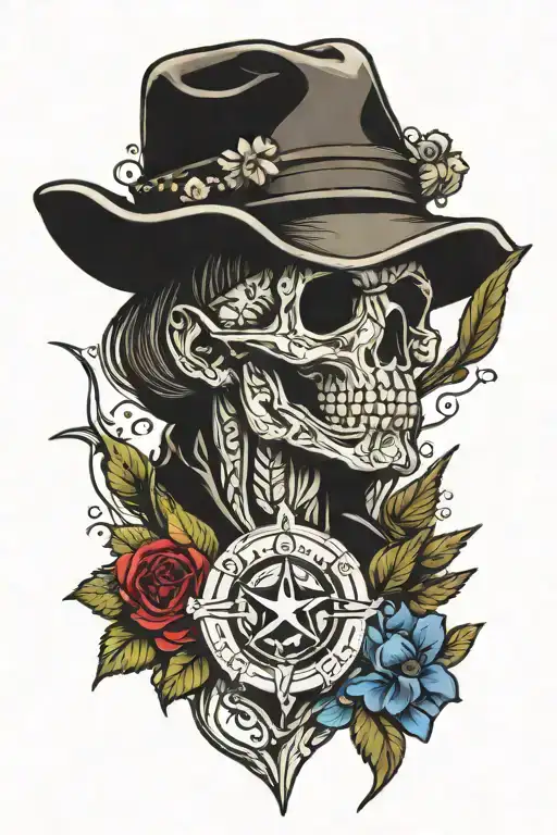 -coffin -bluebonnet -Chevy logo -mountain bike -compass -knives -guns tattoo design idea