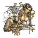 girl contorting in bondage tattoo design idea