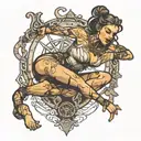 girl contorting in bondage tattoo design idea