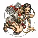 girl contorting in bondage tattoo design idea