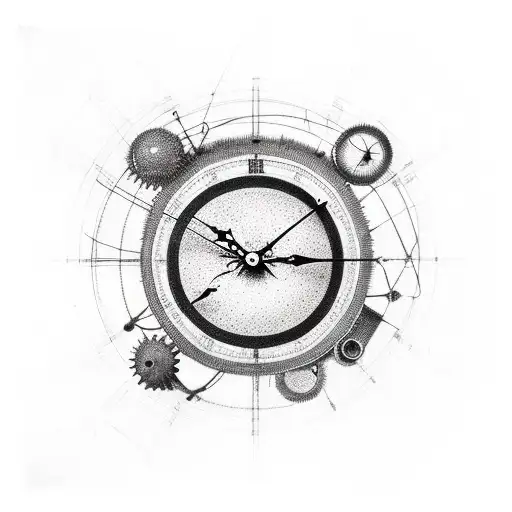 ideas of time, like surrealism clock, everything is cyclic and perfectly connected tattoo design idea