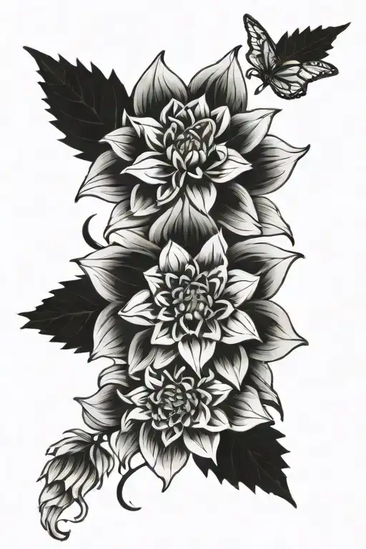 dahlia flower tattoo design idea